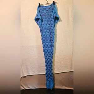 Crochet Handmade Blue Mermaid Tail Blanket